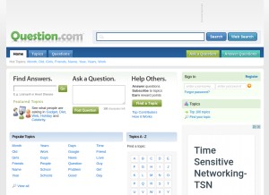 How question.com looks like on a tablet such as an iPad.