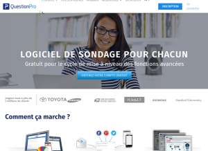 How questionpro.com looks like on a tablet such as an iPad.