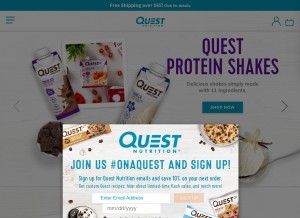 How questnutrition.com looks like on a tablet such as an iPad.
