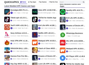 How quickapks.com looks like on a tablet such as an iPad.