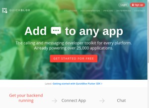 How quickblox.com looks like on a tablet such as an iPad.