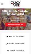 How quicknet.se looks like on a mobile device such as an iPhone.