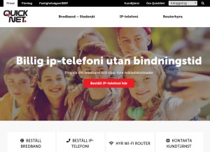 How quicknet.se looks like on a tablet such as an iPad.
