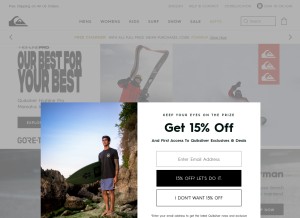 How quiksilver.com looks like on a tablet such as an iPad.