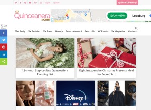 How quinceanera.com looks like on a tablet such as an iPad.