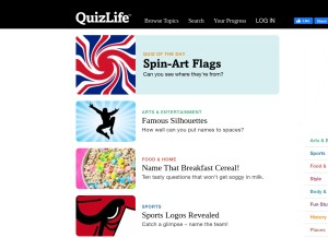 How quizlife.com looks like on a tablet such as an iPad.