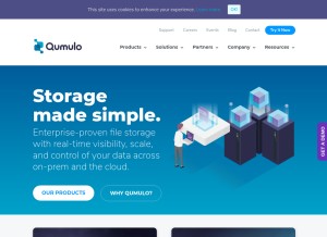How qumulo.com looks like on a tablet such as an iPad.