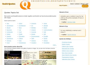 How quotationof.com looks like on a tablet such as an iPad.