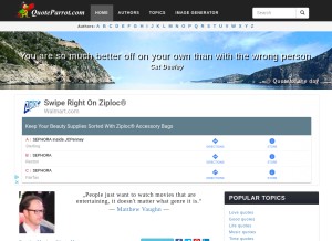 How quoteparrot.com looks like on a tablet such as an iPad.