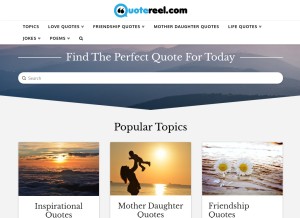 How quotereel.com looks like on a tablet such as an iPad.