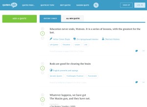How quoters.info looks like on a tablet such as an iPad.
