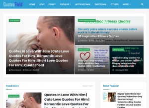 How quotesfield.com looks like on a tablet such as an iPad.
