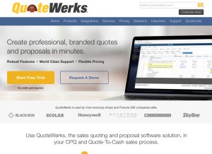 How quotewerks.com looks like on a tablet such as an iPad.