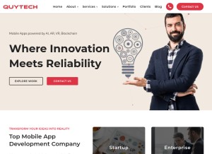 How quytech.com looks like on a tablet such as an iPad.