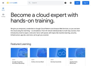 How qwiklabs.com looks like on a tablet such as an iPad.
