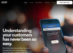 How qzzr.com looks like on a tablet such as an iPad.