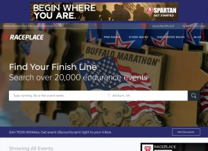 How raceplace.com looks like on a tablet such as an iPad.