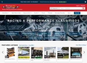 How racingjunk.com looks like on a tablet such as an iPad.