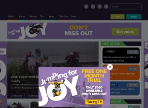 How racingtv.com looks like on a tablet such as an iPad.