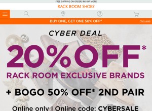 How rackroomshoes.com looks like on a tablet such as an iPad.