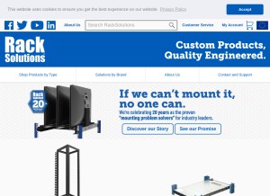 How racksolutions.com looks like on a tablet such as an iPad.