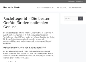 How raclettegeraet.com looks like on a tablet such as an iPad.
