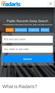 How radaris.com looks like on a mobile device such as an iPhone.