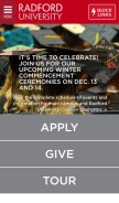 How radford.edu looks like on a mobile device such as an iPhone.