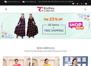 How radheycollection.com looks like on a tablet such as an iPad.