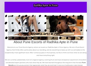 How radhikaapteinpune.com looks like on a tablet such as an iPad.