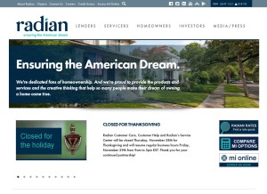 How radian.biz looks like on a tablet such as an iPad.