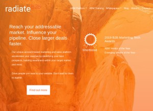 How radiateb2b.com looks like on a tablet such as an iPad.