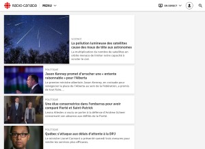 How radio-canada.ca looks like on a tablet such as an iPad.