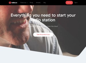 How radio.co looks like on a tablet such as an iPad.