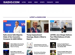 How radio.com looks like on a tablet such as an iPad.