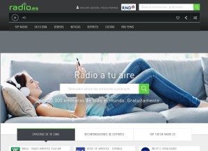 How radio.es looks like on a tablet such as an iPad.