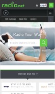 How radio.net looks like on a mobile device such as an iPhone.