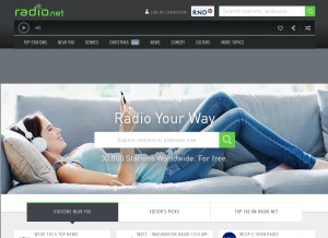 How radio.net looks like on a tablet such as an iPad.