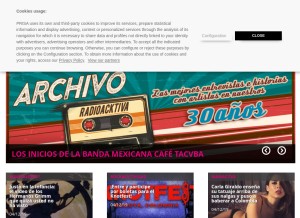 How radioacktiva.com looks like on a tablet such as an iPad.