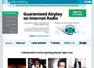 How radioairplay.com looks like on a tablet such as an iPad.