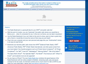How radiobookmark.com looks like on a tablet such as an iPad.
