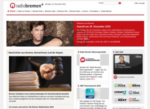 How radiobremen.de looks like on a tablet such as an iPad.