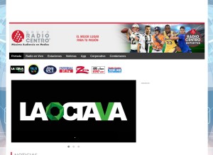 How radiocentro.com looks like on a tablet such as an iPad.