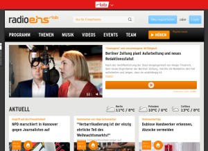 How radioeins.de looks like on a tablet such as an iPad.