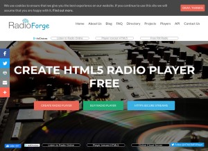 How radioforge.com looks like on a tablet such as an iPad.