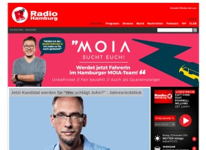 How radiohamburg.de looks like on a tablet such as an iPad.