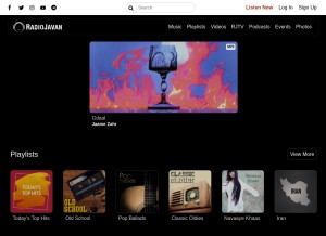 How radiojavan.com looks like on a tablet such as an iPad.