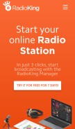 How radioking.com looks like on a mobile device such as an iPhone.