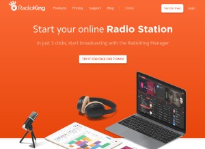 How radioking.com looks like on a tablet such as an iPad.
