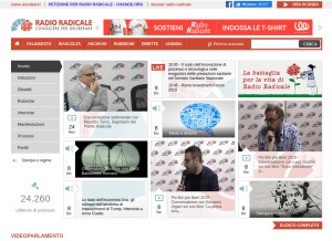 How radioradicale.it looks like on a tablet such as an iPad.